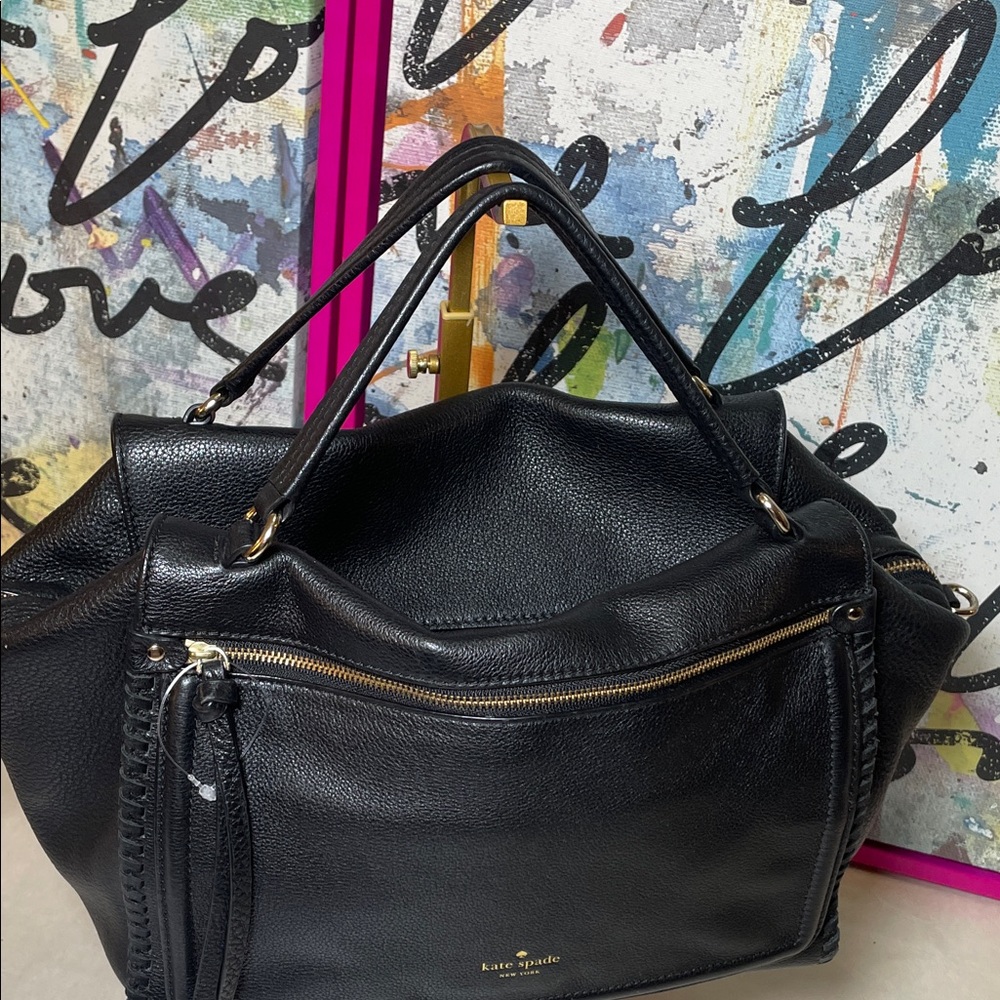kate spade Ashby Place Abbott Black Leather Satchel with Gold Hardware - Picture 7 of 16